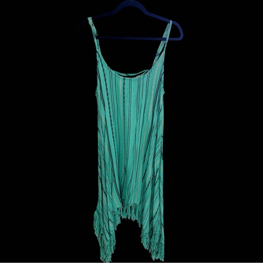 Green Striped Sleeveless Coverup